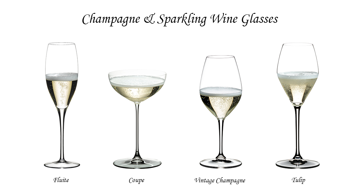 Sparkling wine glasses with stem