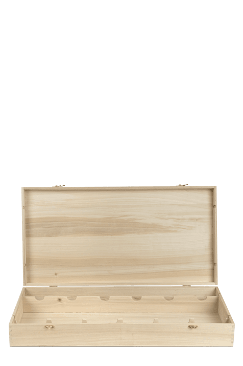 Дървена подаръчна кутия за шест бутилки